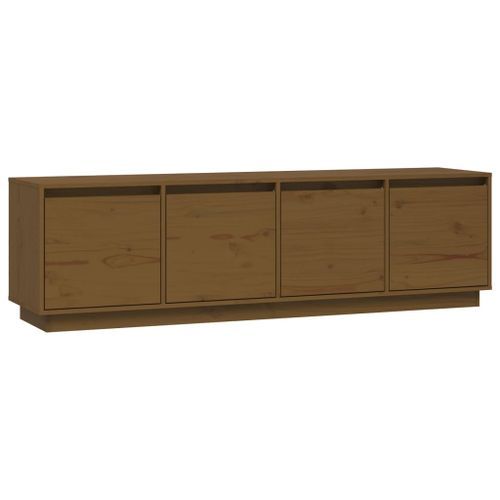 Meuble TV Marron miel 156x37x45 cm Bois de pin massif - Photo n°2; ?>