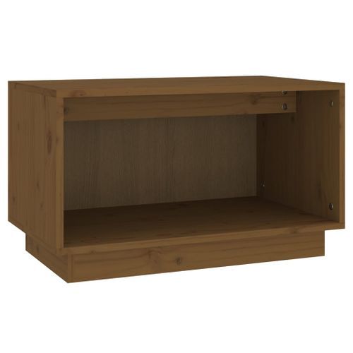 Meuble TV Marron miel 60x35x35 cm Bois de pin massif - Photo n°2; ?>