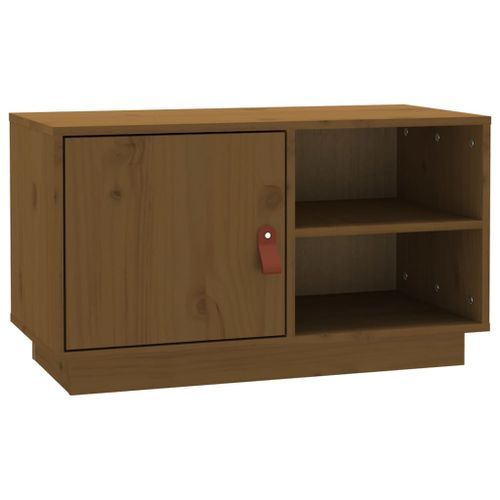 Meuble TV Marron miel 70x34x40 cm Bois de pin massif - Photo n°2; ?>