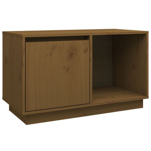 Meuble TV Marron miel 74x35x44 cm Bois de pin massif - Photo n°2; ?>