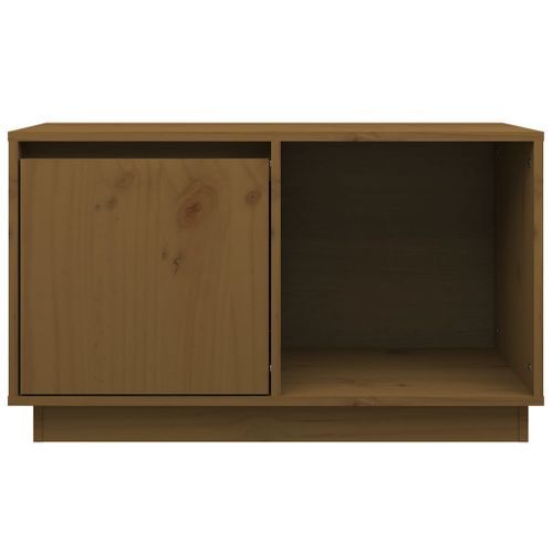 Meuble TV Marron miel 74x35x44 cm Bois de pin massif - Photo n°3; ?>