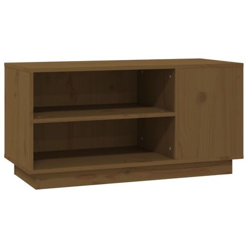 Meuble TV Marron miel 80x35x40,5 cm Bois de pin massif - Photo n°2; ?>