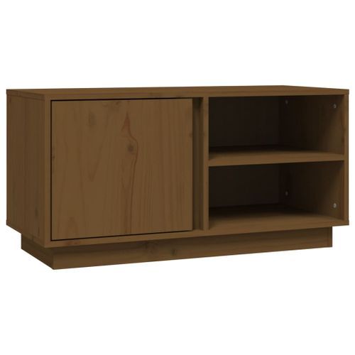 Meuble TV Marron miel 80x35x40,5 cm Bois de pin massif - Photo n°2; ?>