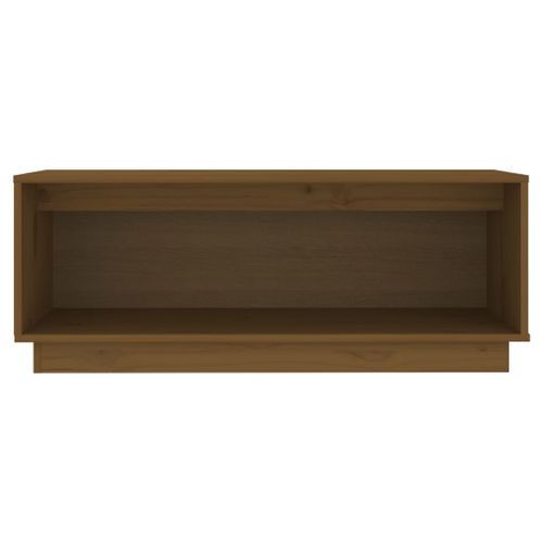 Meuble TV Marron miel 90x35x35 cm Bois de pin massif - Photo n°3; ?>