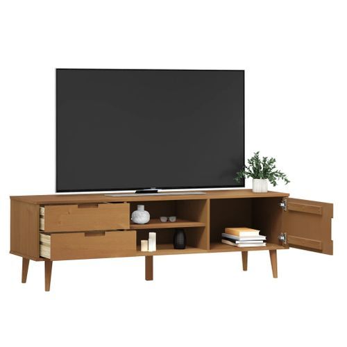 Meuble TV MOLDE Marron 158x40x49 cm Bois de pin massif - Photo n°3; ?>