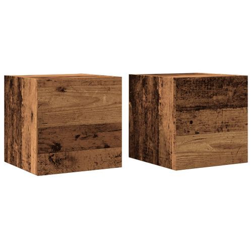 Meuble TV mural 2 pcs vieux bois 30,5x30x30 cm - Photo n°2; ?>