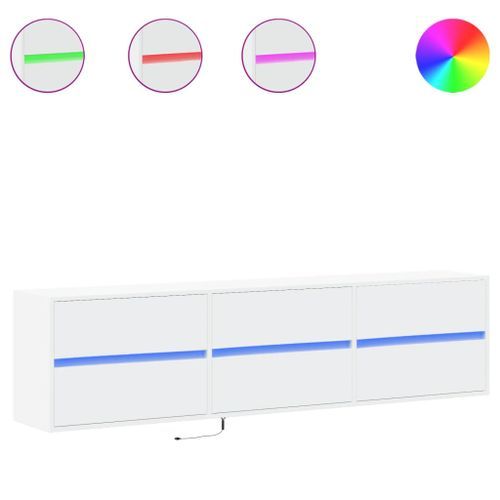 Meuble TV mural avec LED blanc 180x31x45 cm - Photo n°2; ?>