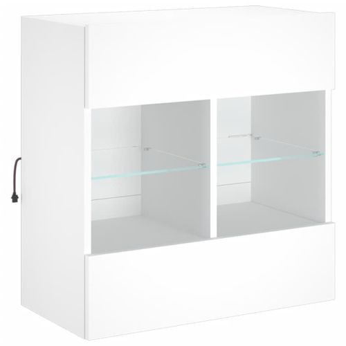 Meuble TV mural avec lumières LED blanc 58,5x30x60,5 cm - Photo n°3; ?>