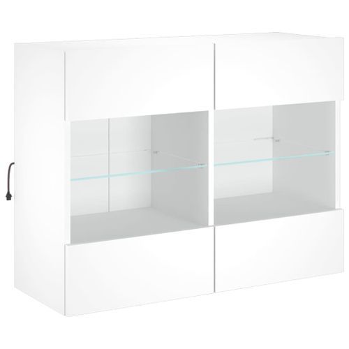 Meuble TV mural avec lumières LED blanc 78,5x30x60,5 cm - Photo n°3; ?>