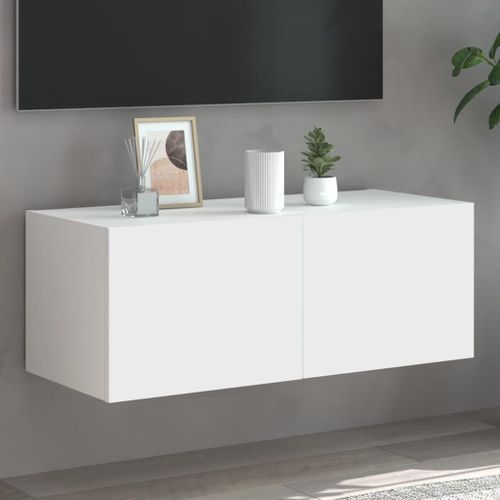 Meuble TV mural avec lumières LED blanc 80x35x31 cm - Photo n°2; ?>