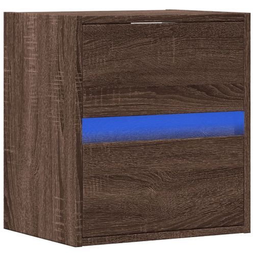 Meuble TV mural avec lumières LED chêne marron 41x31x45 cm - Photo n°3; ?>