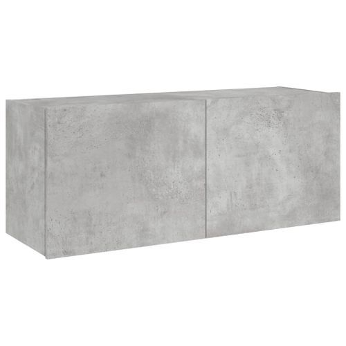 Meuble TV mural avec lumières LED gris béton 100x35x41 cm - Photo n°3; ?>