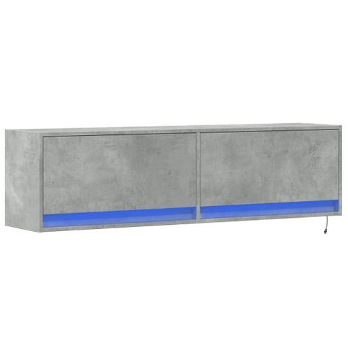 Meuble TV mural avec lumières LED gris béton 140x31x38 cm - Photo n°3; ?>