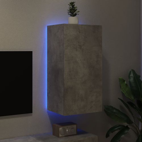 Meuble TV mural avec lumières LED gris béton 40,5x35x80 cm - Photo n°3; ?>