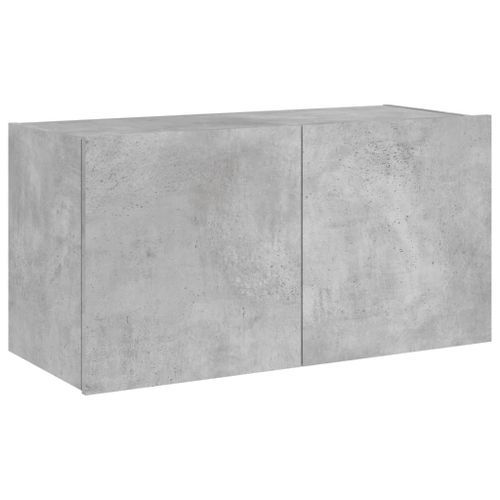 Meuble TV mural avec lumières LED gris béton 80x35x41 cm - Photo n°3; ?>