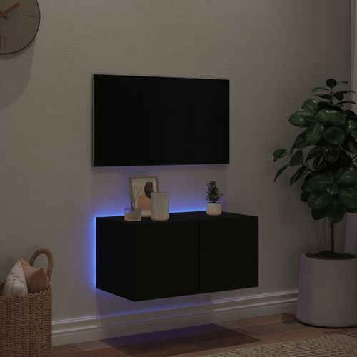 Meuble TV mural avec lumières LED noir 60x35x31 cm - Photo n°3; ?>