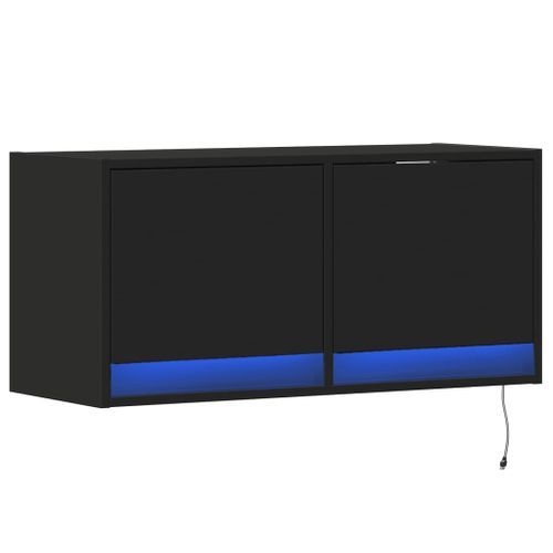 Meuble TV mural avec lumières LED noir 80x31x35 cm - Photo n°3; ?>