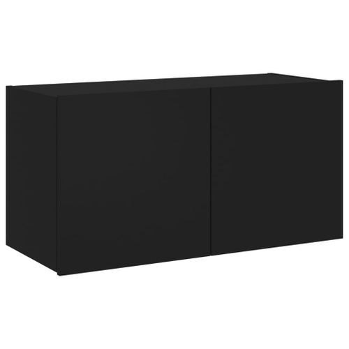 Meuble TV mural avec lumières LED noir 80x35x41 cm - Photo n°3; ?>