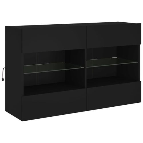 Meuble TV mural avec lumières LED noir 98,5x30x60,5 cm - Photo n°3; ?>