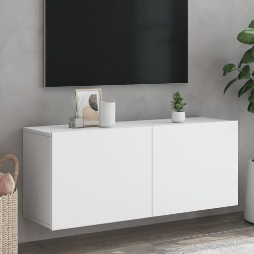 Meuble TV mural blanc 100x30x41 cm - Photo n°2; ?>