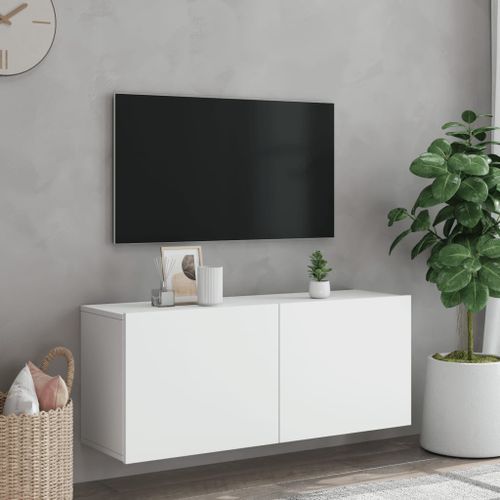 Meuble TV mural blanc 100x30x41 cm - Photo n°3; ?>