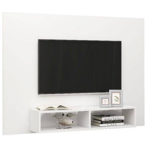 Meuble TV mural Blanc 135x23,5x90 cm - Photo n°3; ?>