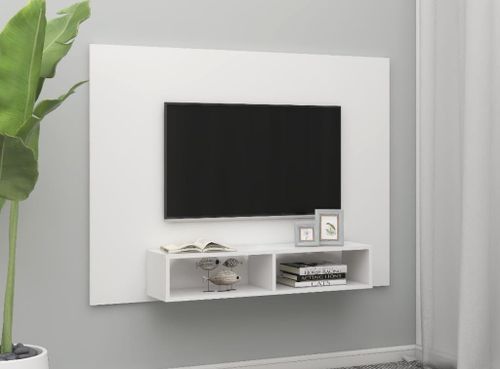 Meuble TV mural Blanc 135x23,5x90 cm - Photo n°2; ?>