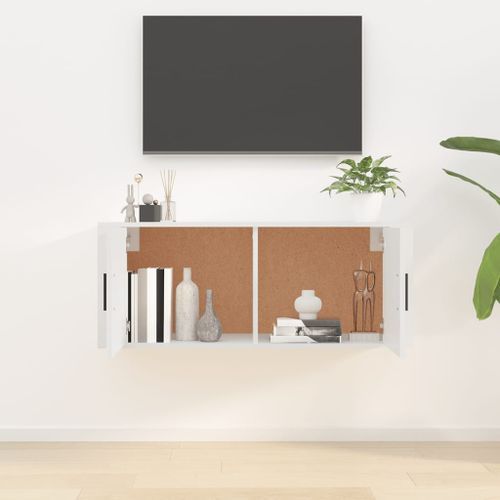 Meuble TV mural Blanc brillant 100x34,5x40 cm - Photo n°3; ?>