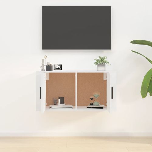 Meuble TV mural Blanc brillant 80x34,5x40 cm - Photo n°3; ?>