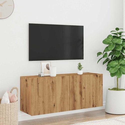 Meuble TV mural chêne artisanal 100x30x41 cm - Photo n°3; ?>