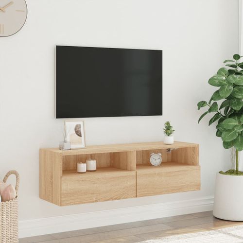 Meuble TV mural chêne sonoma 100x30x30 cm bois d'ingénierie - Photo n°3; ?>