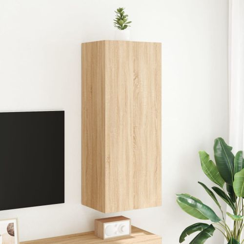 Meuble TV mural chêne sonoma 40,5x30x102 cm bois d'ingénierie - Photo n°3; ?>