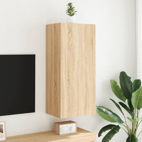 Meuble TV mural chêne sonoma 40,5x30x90 cm bois d'ingénierie - Photo n°3; ?>