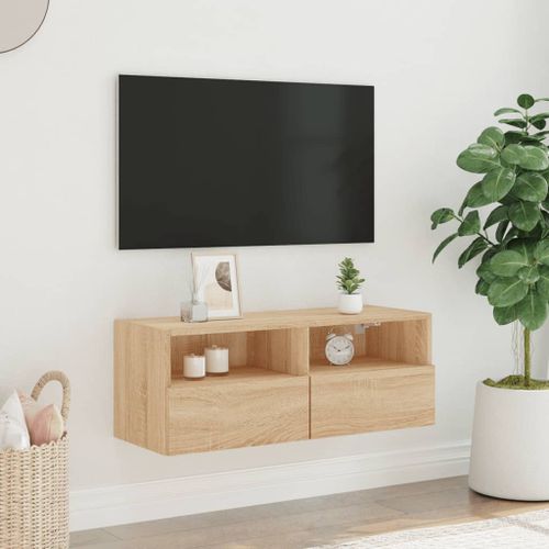 Meuble TV mural chêne sonoma 80x30x30 cm bois d'ingénierie - Photo n°3; ?>