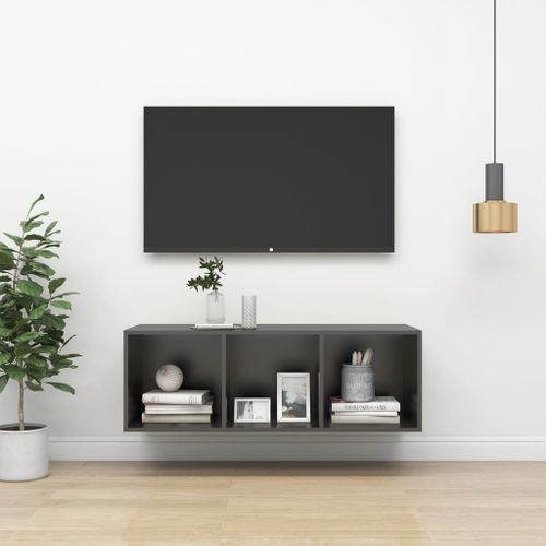 Meuble TV mural Gris 37x37x107 cm - Photo n°2; ?>