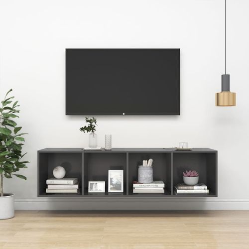 Meuble TV mural Gris 37x37x142,5 cm - Photo n°2; ?>