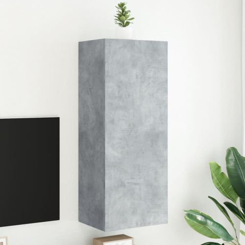 Meuble TV mural gris béton 40,5x30x102 cm bois d'ingénierie - Photo n°2; ?>