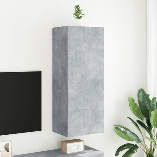 Meuble TV mural gris béton 40,5x30x102 cm bois d'ingénierie - Photo n°3; ?>