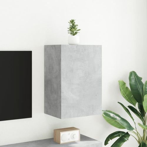 Meuble TV mural gris béton 40,5x30x60 cm bois d'ingénierie - Photo n°3; ?>