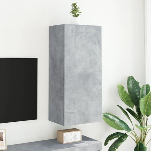 Meuble TV mural gris béton 40,5x30x90 cm bois d'ingénierie - Photo n°3; ?>