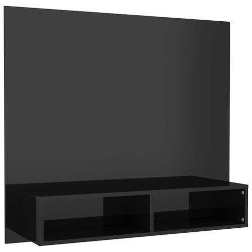 Meuble TV mural Noir brillant 102x23,5x90 cm - Photo n°3; ?>