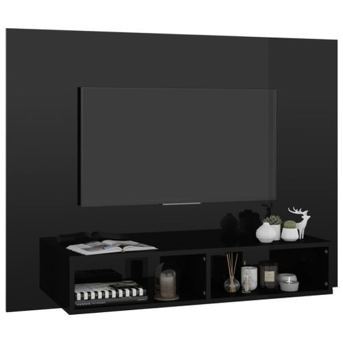 Meuble TV mural Noir brillant 120x23,5x90 cm 2 - Photo n°3; ?>