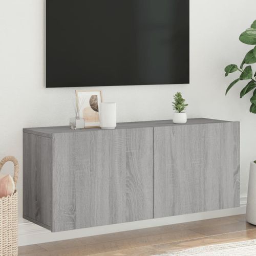 Meuble TV mural sonoma gris 100x30x41 cm - Photo n°2; ?>