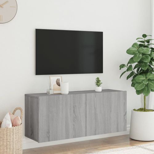 Meuble TV mural sonoma gris 100x30x41 cm - Photo n°3; ?>