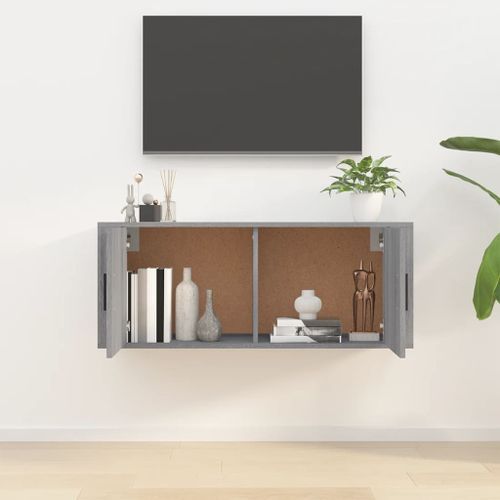 Meuble TV mural Sonoma gris 100x34,5x40 cm - Photo n°3; ?>