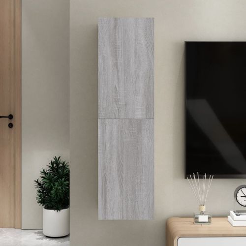 Meuble TV mural Sonoma gris 30,5x30x110 cm - Photo n°2; ?>