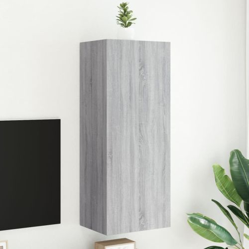 Meuble TV mural sonoma gris 40,5x30x102 cm bois d'ingénierie - Photo n°2; ?>