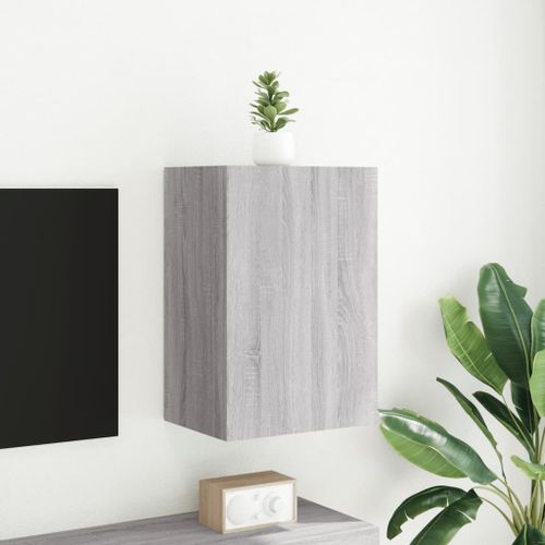 Meuble TV mural sonoma gris 40,5x30x60 cm bois d'ingénierie - Photo n°3; ?>