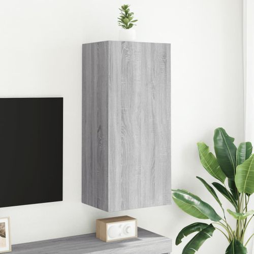 Meuble TV mural sonoma gris 40,5x30x90 cm bois d'ingénierie - Photo n°3; ?>