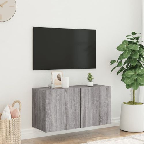 Meuble TV mural sonoma gris 80x30x41 cm - Photo n°3; ?>